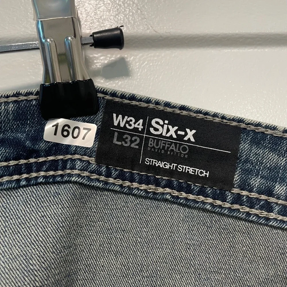 Buffalo David Bitton Six-X Straight Stretch Jeans Mens 34x32 Medium Wash Denim